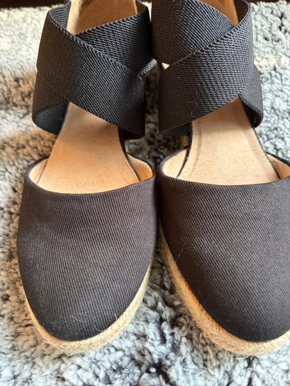 Life Stride Black Espadrille Wedge Sandals with Crisscross Straps - Picture 5 of 7